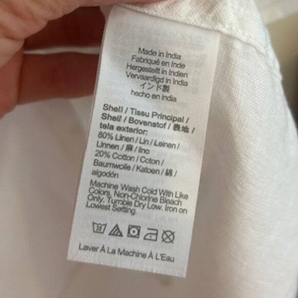 J.Crew White Linen Blend Short Sleeve Button Down Shirt- Size Medium - Picture 6 of 7